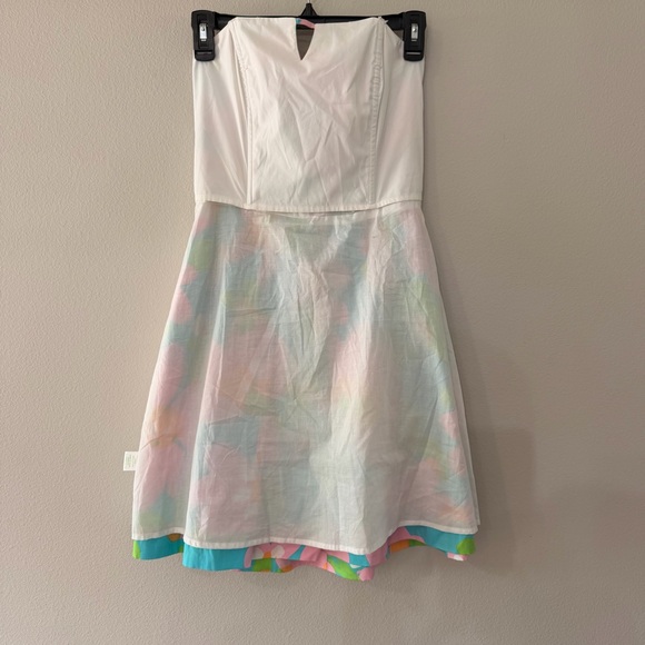 NWT - Lilly Pulitzer Shorely Blue Strapless Floral Dress - Size 4 - Picture 11 of 13